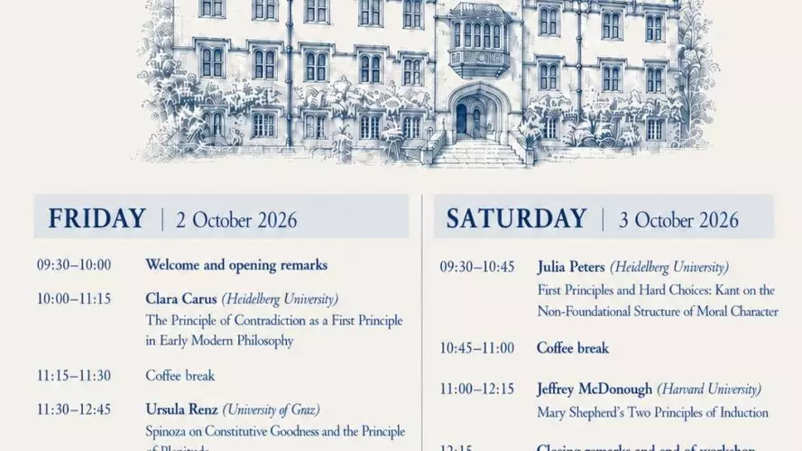 Theories of First Principles in Early Modern Metaphysics - Workshop at Oriel College, Oxford