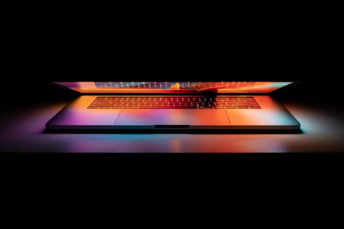 A glowing laptop computer
